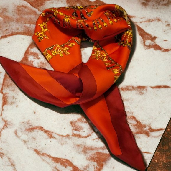 Vintage Italian Scarf Gold Jewels on Red A. Brod Classic Design Ladies Accessory - Picture 11 of 13